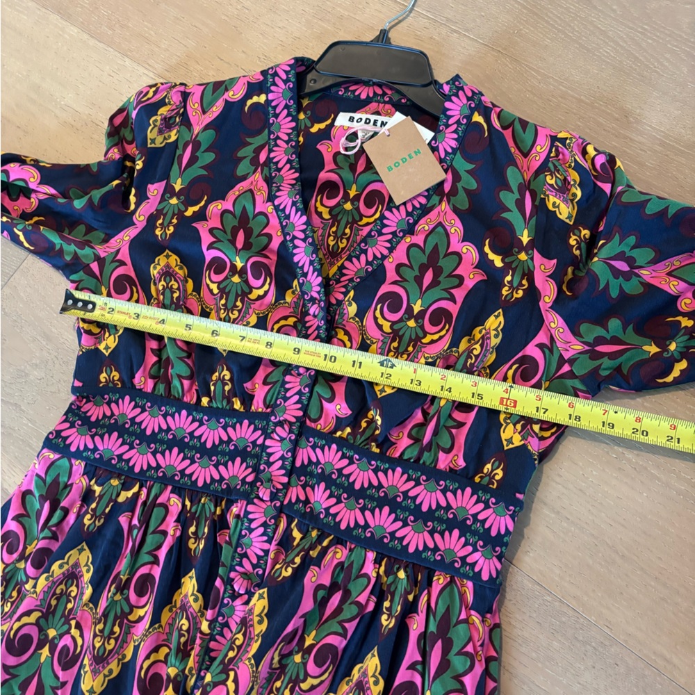 Boden Natalia Long Sleeve Tea Dress Midi French Navy Ornate Charm 10 Reg NWT NEW - Picture 12 of 13